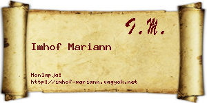 Imhof Mariann névjegykártya
